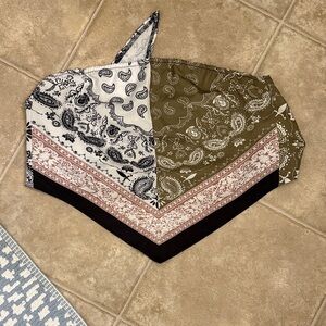 Paisley Bandana Top in Black, White, and Olive